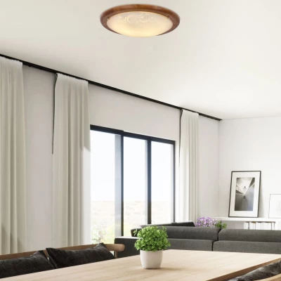 Stropní kulaté osvětlení HERBA - 1xE27, 60W, 38cm, kulaté, dub