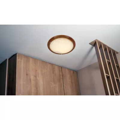 Stropní kulaté osvětlení HERBA - 1xE27, 60W, 30cm, kulaté, dub