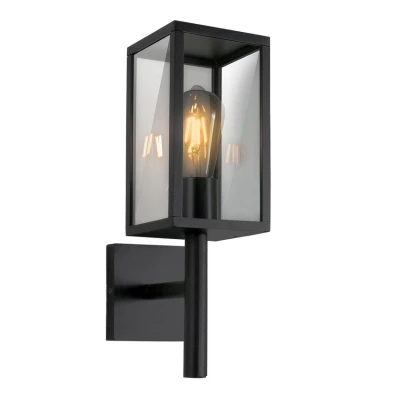 Nástěnné venkovní svítidlo HOSTA - 1xE27, 60W, černé / čiré