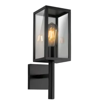 Nástěnné venkovní svítidlo HOSTA - 1xE27, 60W, černé / čiré