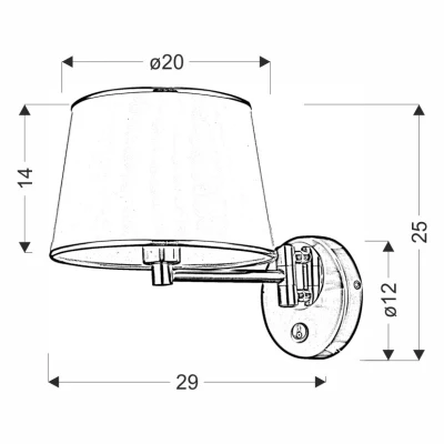 Nástěnná čtecí lampa s vypínačem IBIS - 1xE14, 40W, patina / černá