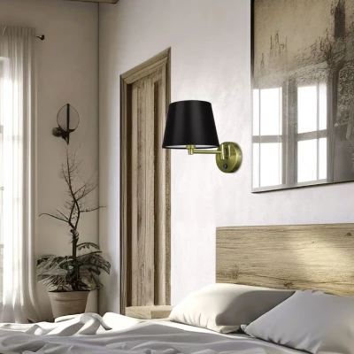 Nástěnná čtecí lampa s vypínačem IBIS - 1xE14, 40W, patina / černá