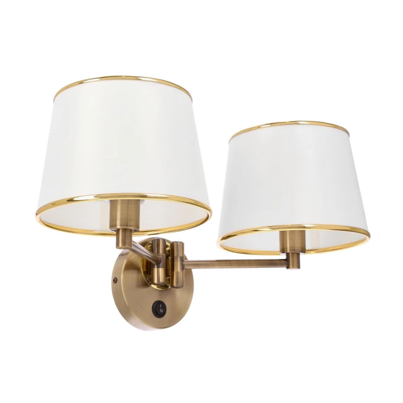 Nástěnná čtecí lampa s vypínačem IBIS - 2xE14, 40W, patina / bílá