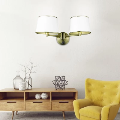 Nástěnná čtecí lampa s vypínačem IBIS - 2xE14, 40W, patina / bílá