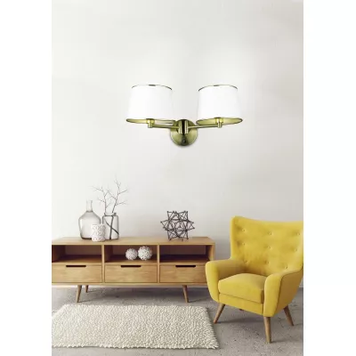 Nástěnná čtecí lampa s vypínačem IBIS - 2xE14, 40W, patina / bílá