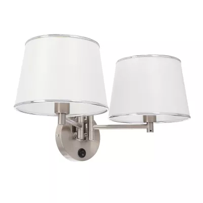 Nástěnná čtecí lampa s vypínačem IBIS - 2xE14, 40W, stříbrná / bílá