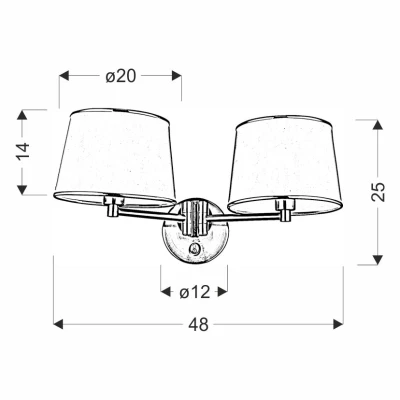 Nástěnná čtecí lampa s vypínačem IBIS - 2xE14, 40W, stříbrná / bílá