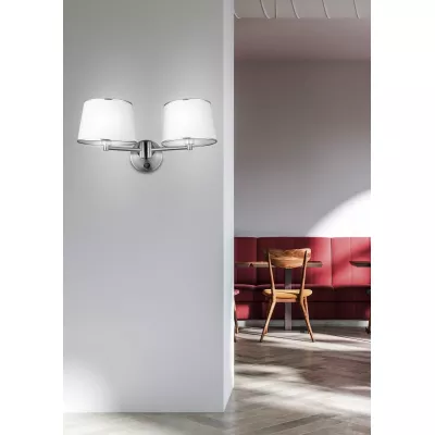 Nástěnná čtecí lampa s vypínačem IBIS - 2xE14, 40W, stříbrná / bílá