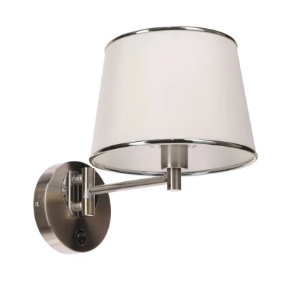 Nástěnná čtecí lampa s vypínačem IBIS - 1xE14, 40W, stříbrná / bílá