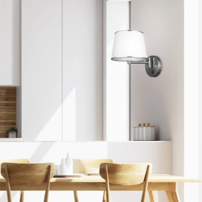 Nástěnná čtecí lampa s vypínačem IBIS - 1xE14, 40W, stříbrná / bílá