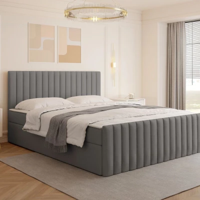 Kontinentální manželská postel 180x200 VASHON 2 - šedá + topper ZDARMA