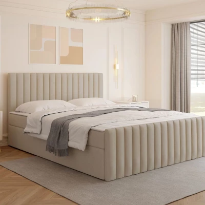 Kontinentální manželská postel 180x200 VASHON 2 - světlá béžová + topper ZDARMA