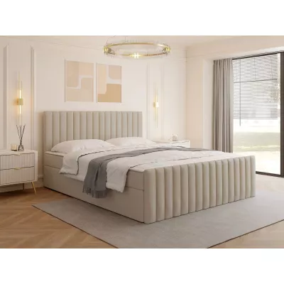 Kontinentální manželská postel 180x200 VASHON 2 - světlá béžová + topper ZDARMA