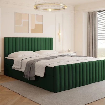 Kontinentální manželská postel 160x200 VASHON 2 - zelená + topper ZDARMA