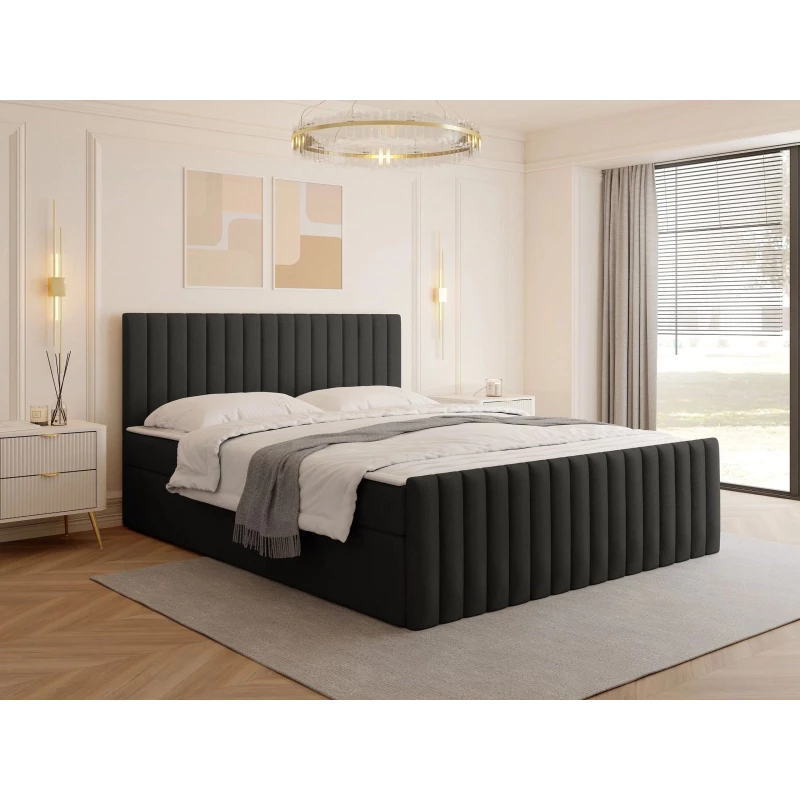 Kontinentální manželská postel 160x200 VASHON 2 - černá + topper ZDARMA