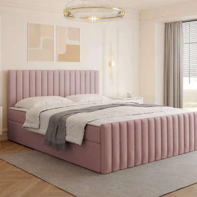 Kontinentální manželská postel 140x200 VASHON 2 - pastelová růžová + topper ZDARMA