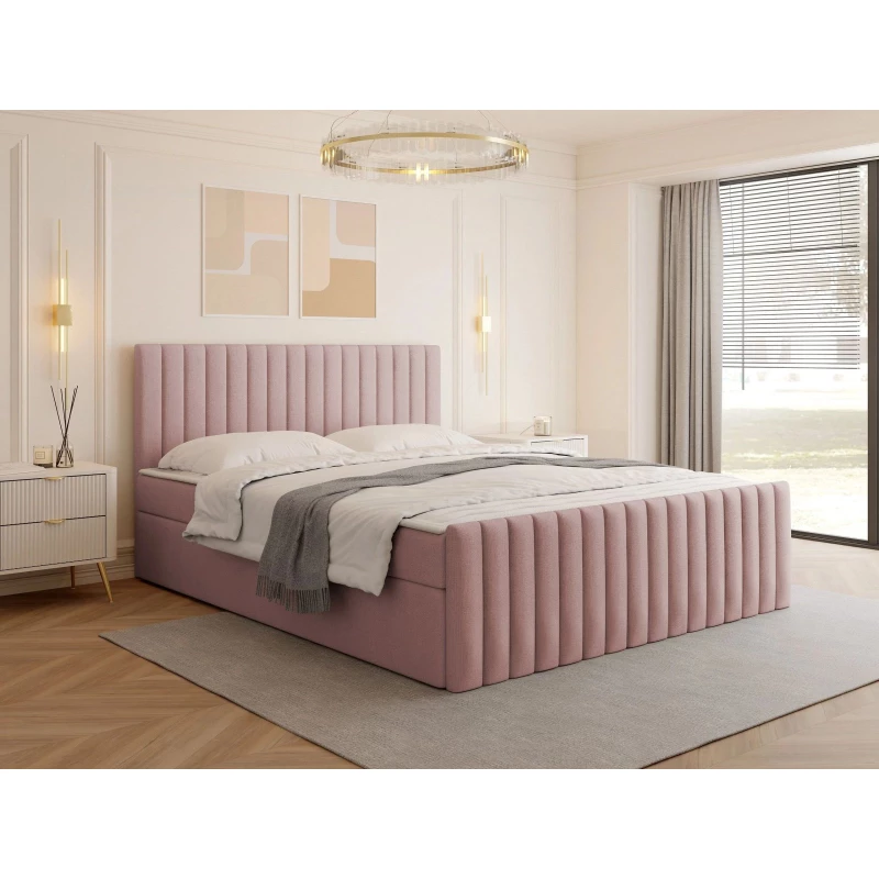 Kontinentální manželská postel 140x200 VASHON 2 - pastelová růžová + topper ZDARMA