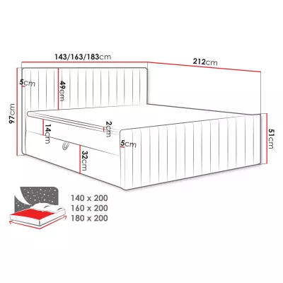 Kontinentální manželská postel 180x200 VASHON 2 - zelená + topper ZDARMA