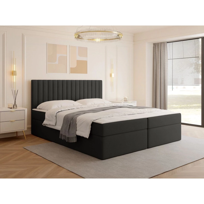 Boxspringová manželská postel 140x200 VASHON 1 - černá + topper ZDARMA