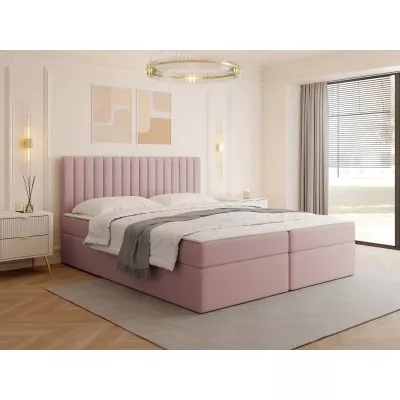 Boxspringová manželská postel 160x200 VASHON 1 - pastelová růžová + topper ZDARMA