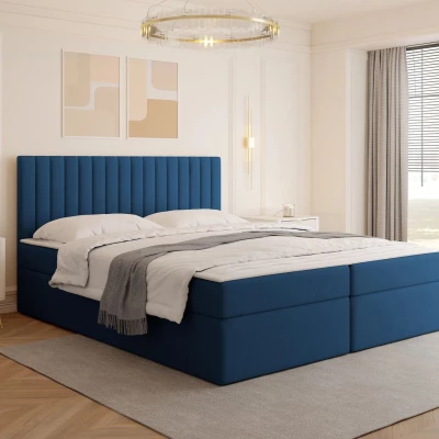 Boxspringová manželská postel 160x200 VASHON 1 - modrá + topper ZDARM