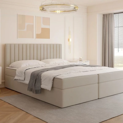 Boxspringová manželská postel 180x200 VASHON 1 - světlá béžová + topper ZDARMA