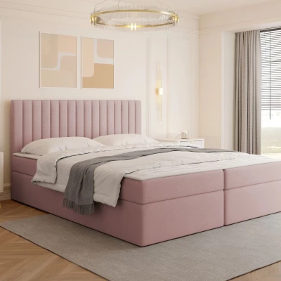 Boxspringová manželská postel 180x200 VASHON 1 - pastelová růžová + topper ZDARMA