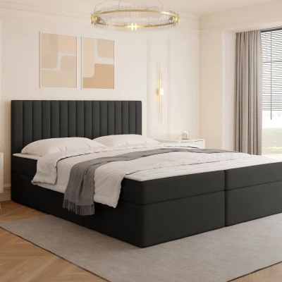 Boxspringová manželská postel 180x200 VASHON 1 - černá + topper ZDARMA
