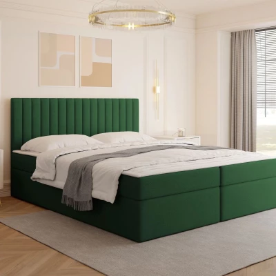 Boxspringová manželská postel 180x200 VASHON 1 - zelená + topper ZDARMA