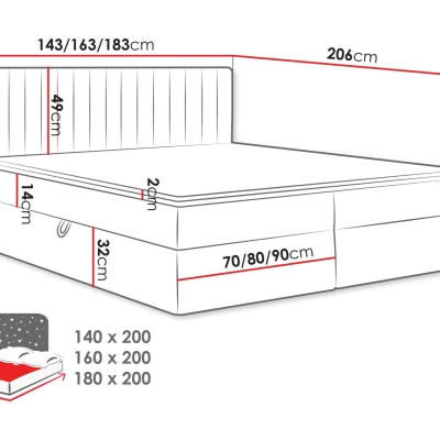 Boxspringová manželská postel 160x200 VASHON 1 - zelená + topper ZDARMA