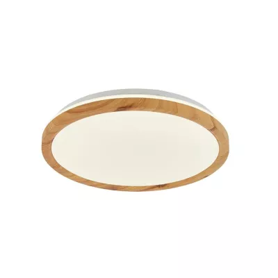 LED stropní přisazené světlo KATO - 16W, 4000K (denní bílá), 30cm, kulaté, světlé dřevo / bílé