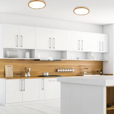 LED stropní přisazené světlo KATO - 16W, 4000K (denní bílá), 30cm, kulaté, světlé dřevo / bílé