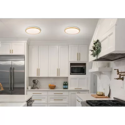 LED stropní přisazené světlo KATO - 24W, 4000K (denní bílá), 40cm, kulaté, světlé dřevo / bílé