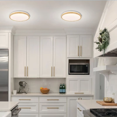 LED stropní přisazené světlo KATO - 32W, 4000K (denní bílá), 50cm, kulaté, světlé dřevo / bílé