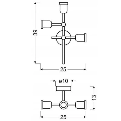 Stropní / nástěnné svítidlo KIRIMU - 3xE27, 60W, černé