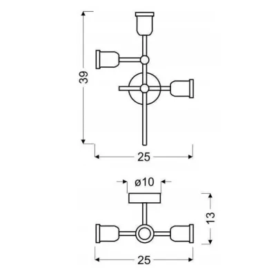 Stropní / nástěnné svítidlo KIRIMU - 3xE27, 60W, černé