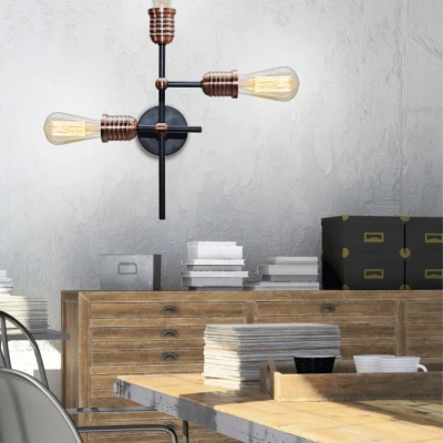 Stropní / nástěnné svítidlo KIRIMU - 3xE27, 60W, černé