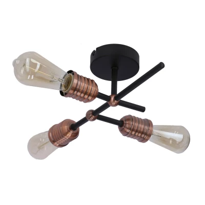 Stropní / nástěnné svítidlo KIRIMU - 3xE27, 60W, černé