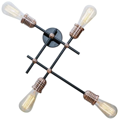 Stropní / nástěnné osvětlení KIRIMU - 4xE27, 60W, černé