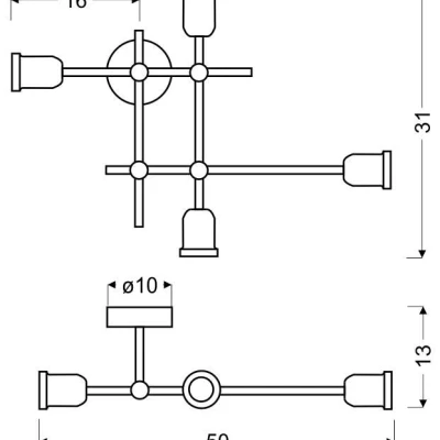 Stropní / nástěnné osvětlení KIRIMU - 4xE27, 60W, černé