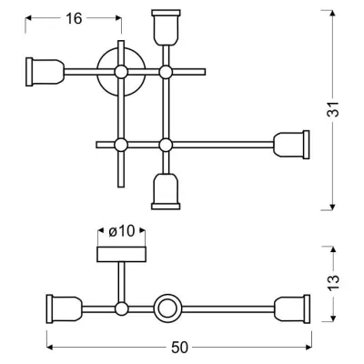 Stropní / nástěnné osvětlení KIRIMU - 4xE27, 60W, černé