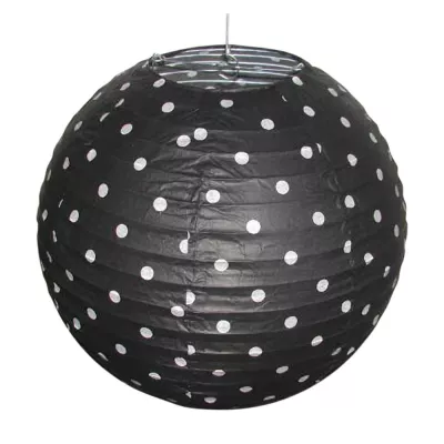 Papírové stínidlo KOKON - 35cm, koule, puntíky, černé