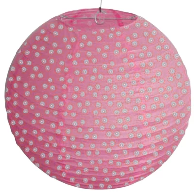 Papírové stínidlo KOKON - 35cm, koule, puntíky, růžové