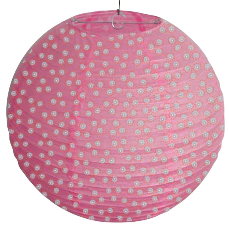 Papírové stínidlo KOKON - 35cm, koule, puntíky, růžové