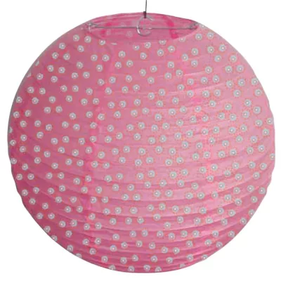 Papírové stínidlo KOKON - 35cm, koule, puntíky, růžové