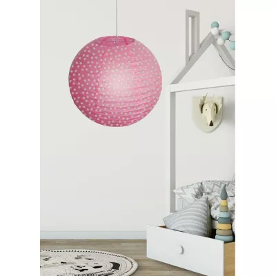 Papírové stínidlo KOKON - 35cm, koule, puntíky, růžové