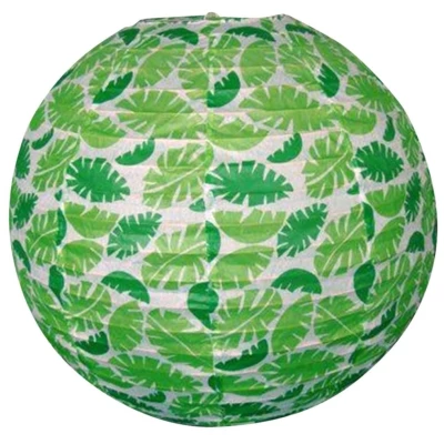 Papírové stínidlo KOKON - 35cm, koule, listy, zelené