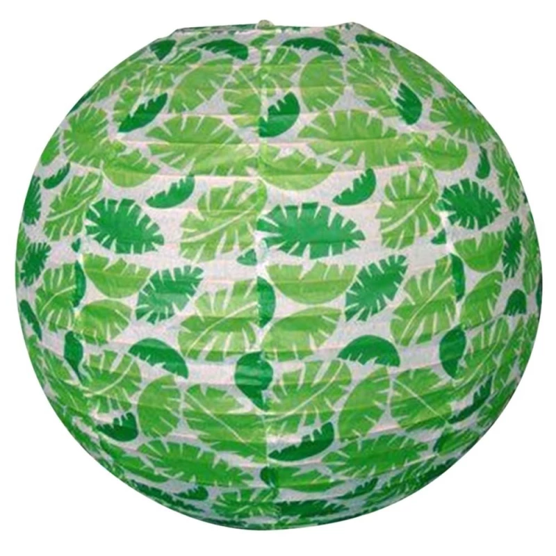 Papírové stínidlo KOKON - 35cm, koule, listy, zelené