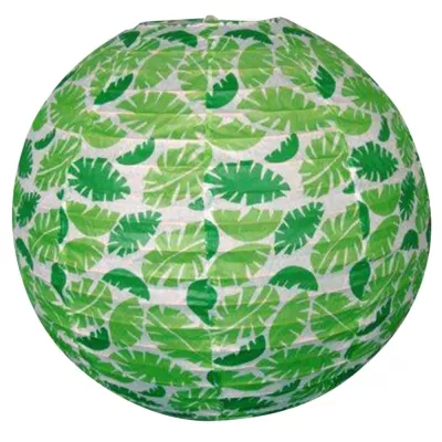 Papírové stínidlo KOKON - 35cm, koule, listy, zelené