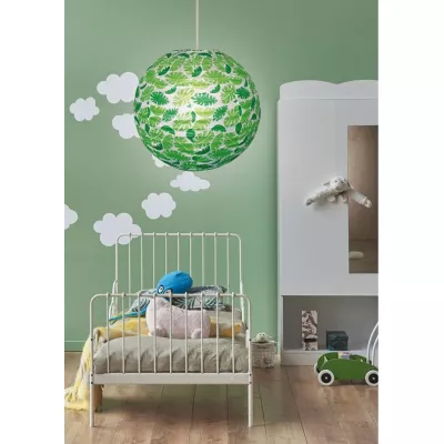 Papírové stínidlo KOKON - 35cm, koule, listy, zelené